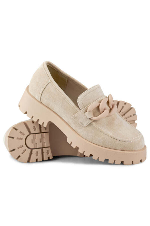 Półbuty Loafersy Model DE1130BE Beige - PRIMO - obrazek 4